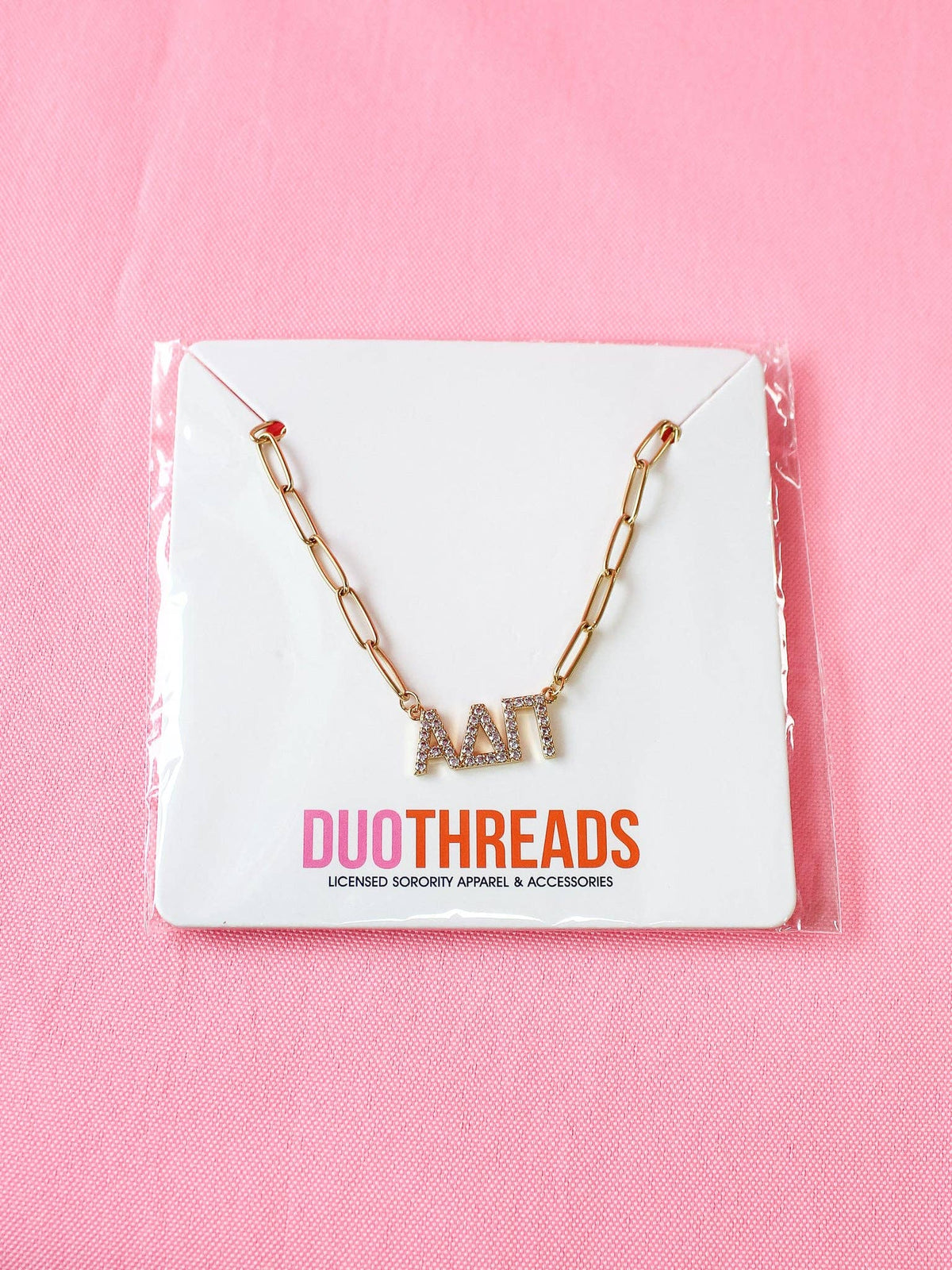 Rhinestone Sorority Necklace: ALPHA OMICRON PI
