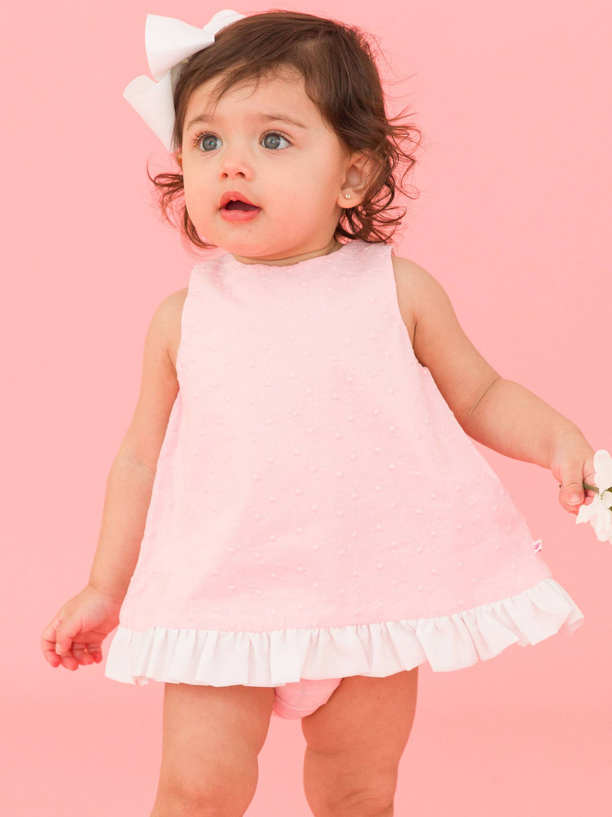Ruffle Swiss Dot Bloomer Set | Pink