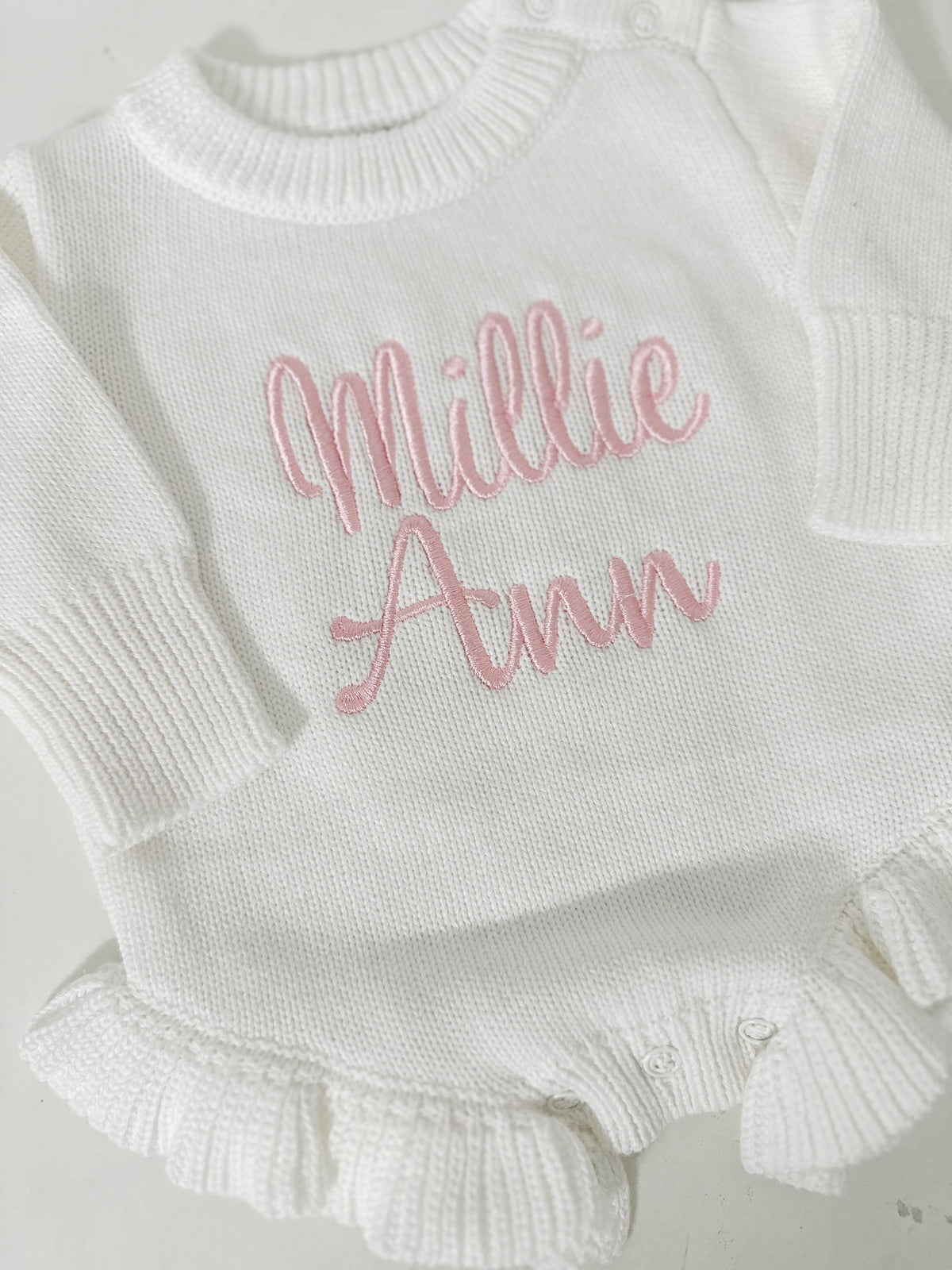Ruffle Knit Romper | White