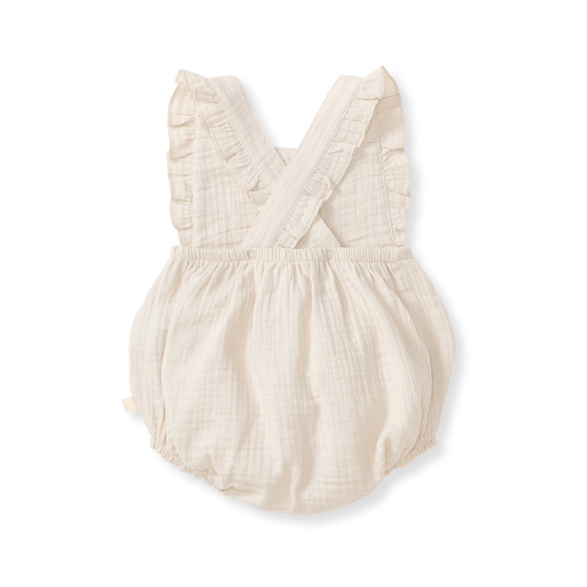 Check Gauze Girl Romper | Oatmeal