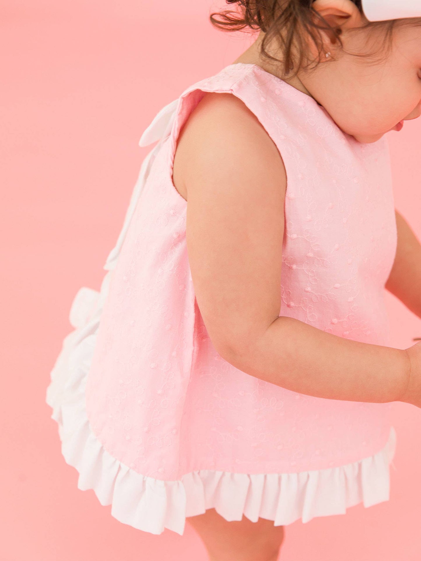 Ruffle Swiss Dot Bloomer Set | Pink