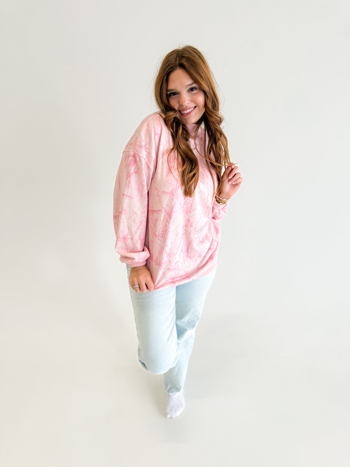 Camo Mock neck Sweatshirt | Pink