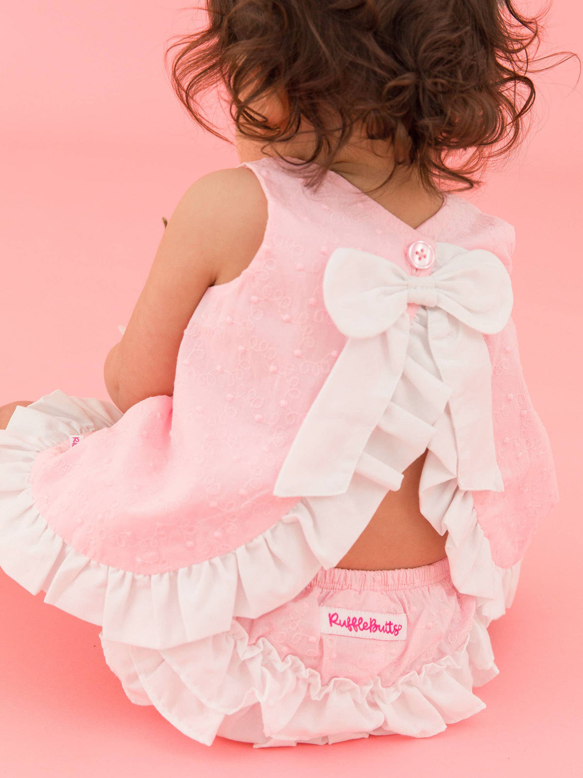 Ruffle Swiss Dot Bloomer Set | Pink