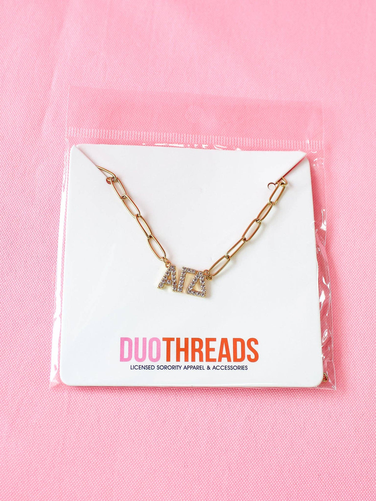 Rhinestone Sorority Necklace: ALPHA OMICRON PI