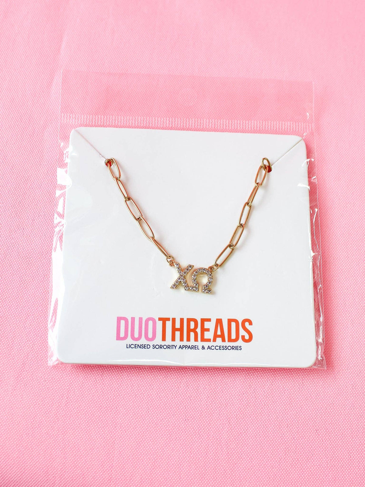 Rhinestone Sorority Necklace: ALPHA OMICRON PI
