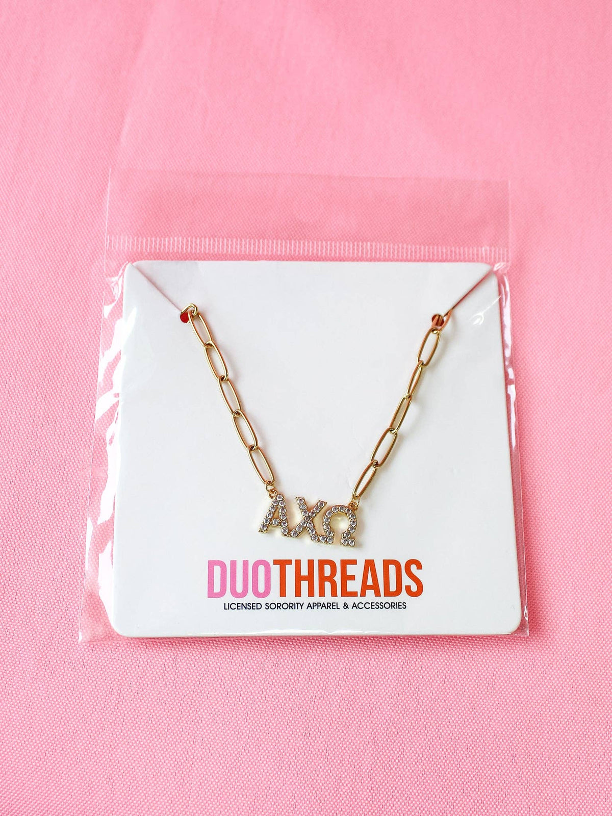 Rhinestone Sorority Necklace: ALPHA OMICRON PI