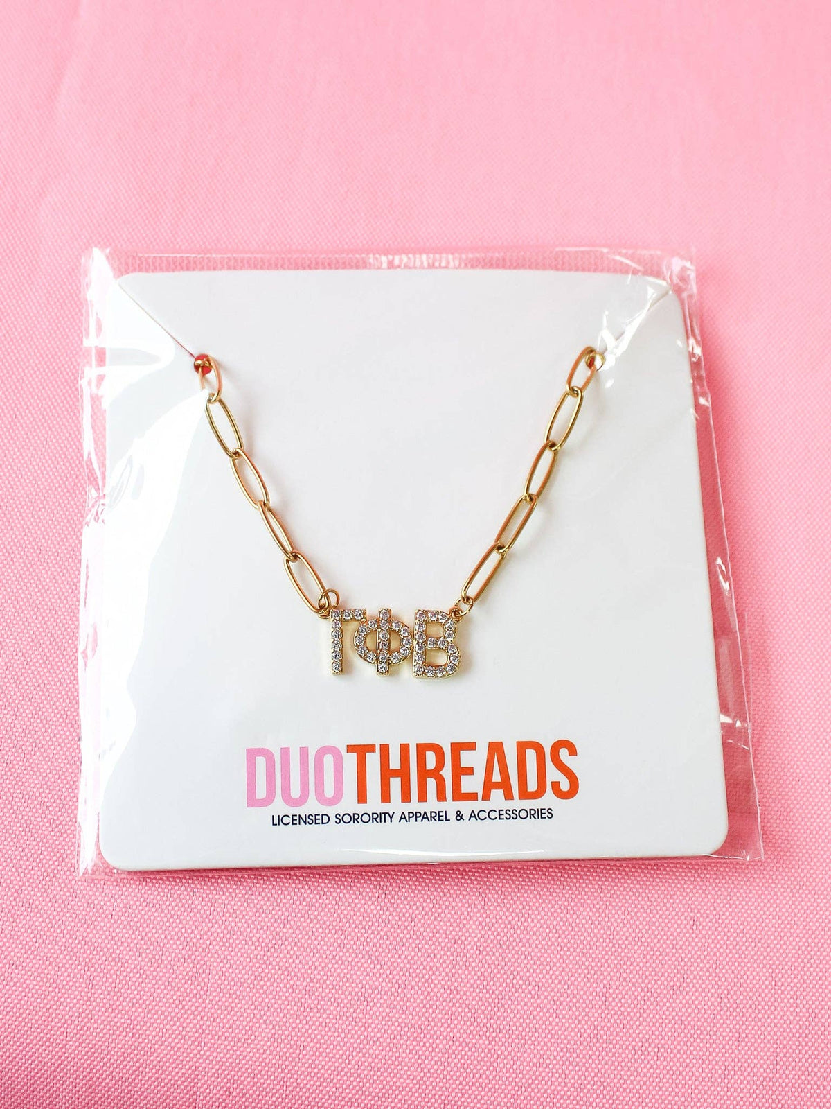 Rhinestone Sorority Necklace: ALPHA OMICRON PI