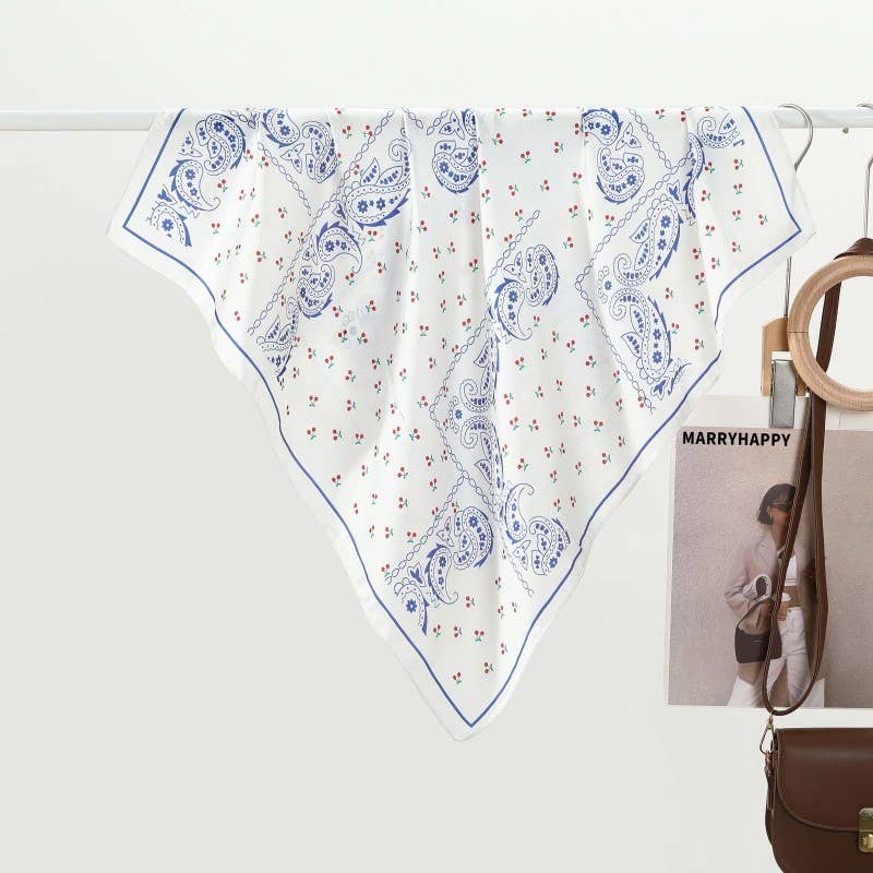 Blue Cherry Bandana Scarf