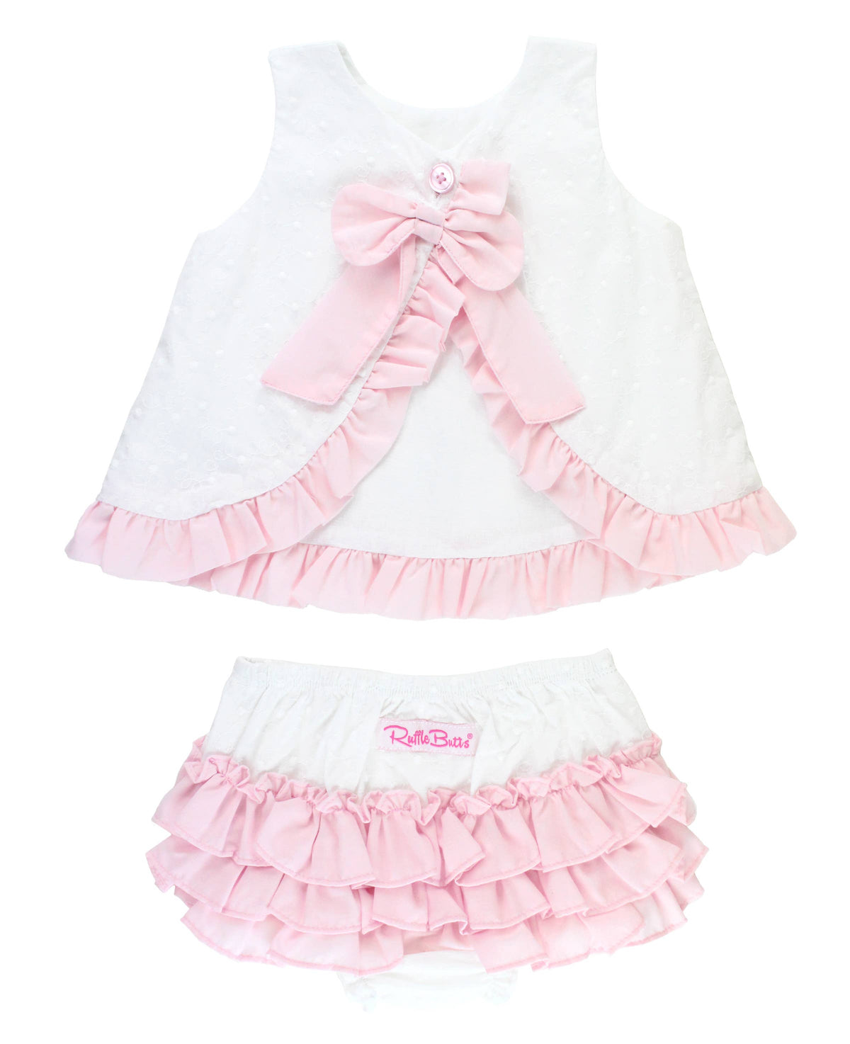 Ruffle Swiss Dot Bloomer Set | White