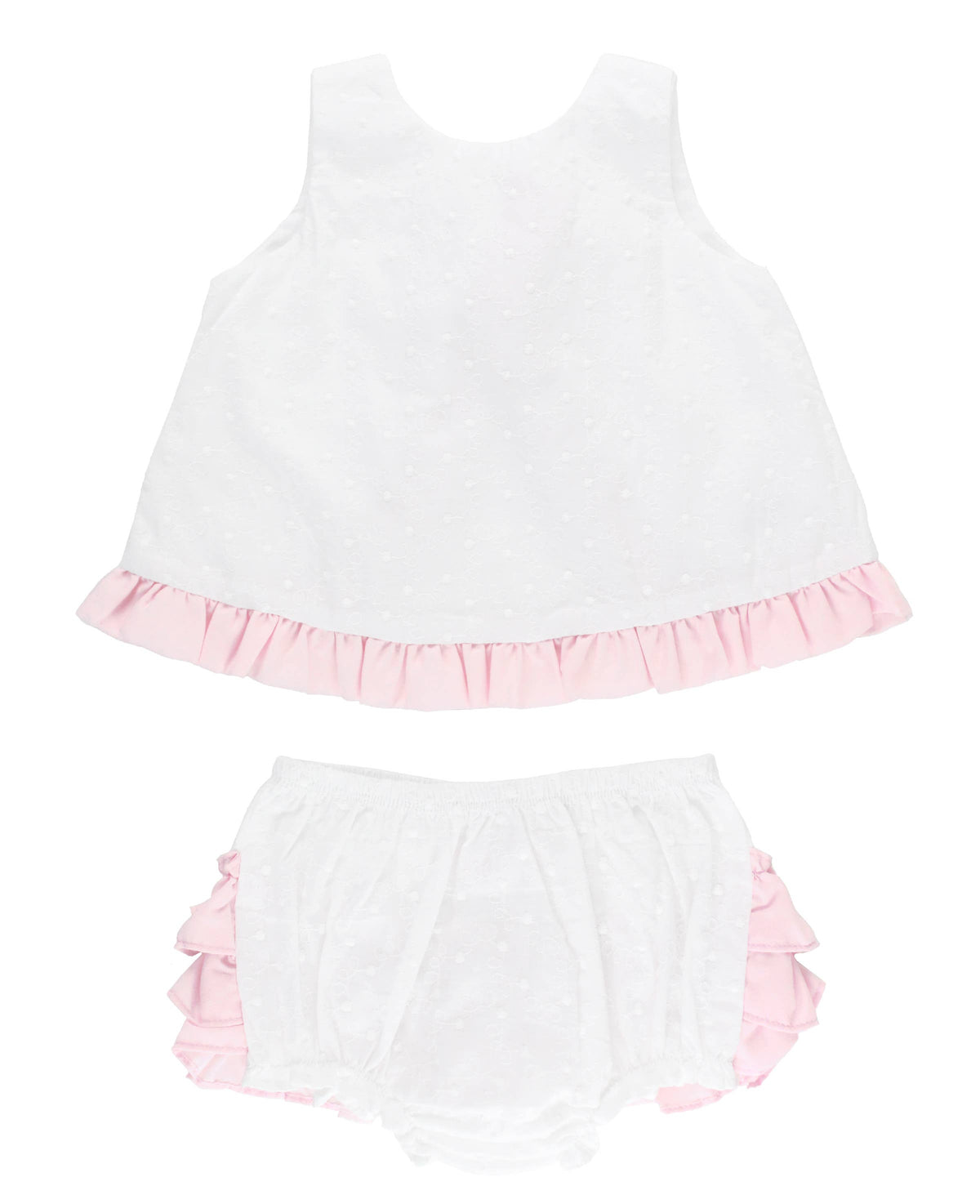 Ruffle Swiss Dot Bloomer Set | White