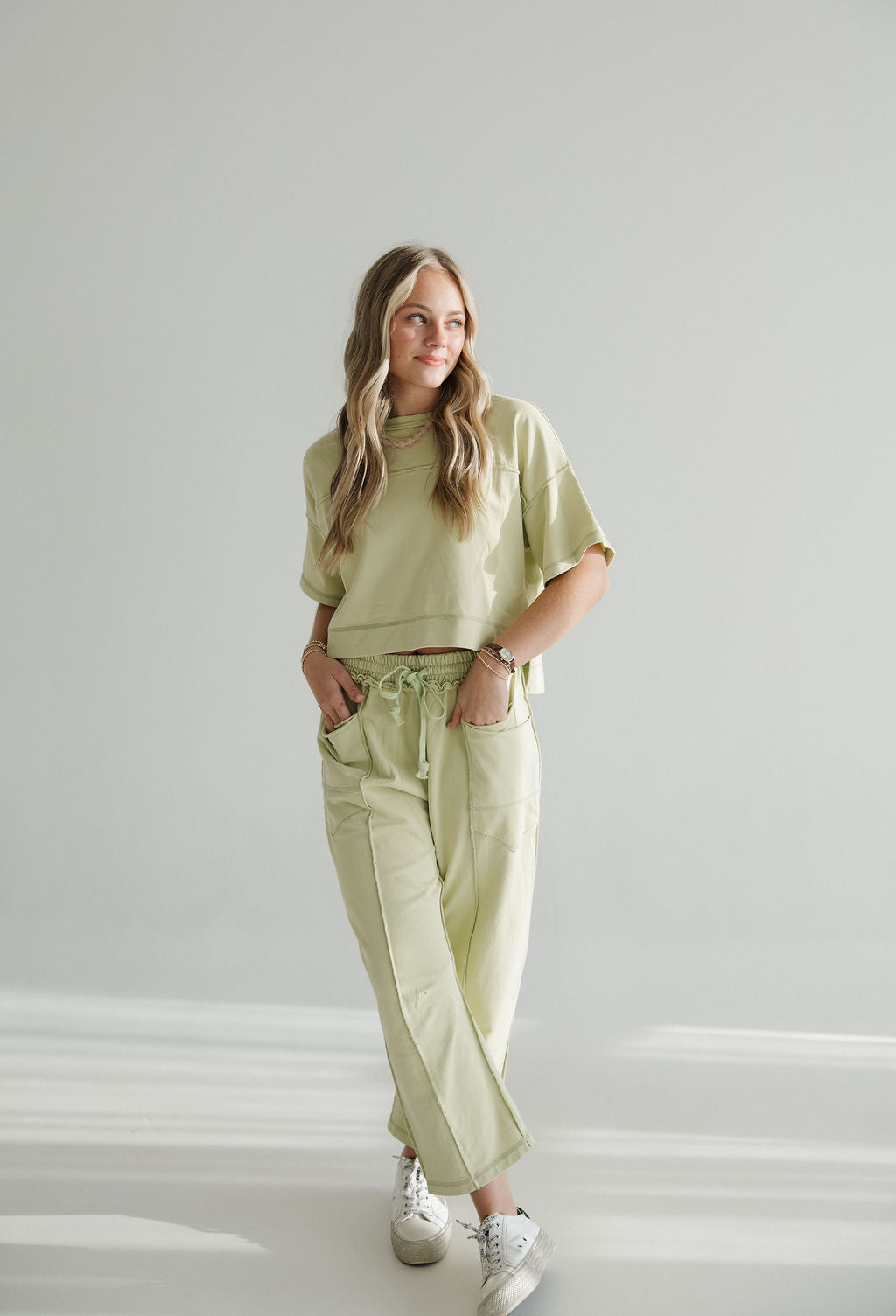 Cropped Easy Set | Chartreuse
