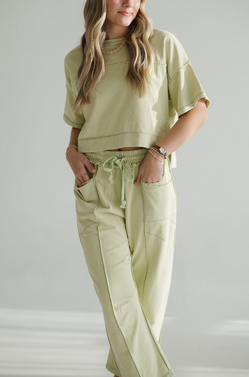 Cropped Easy Set | Chartreuse