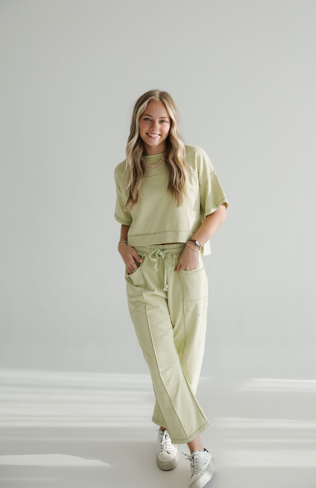 Cropped Easy Set | Chartreuse