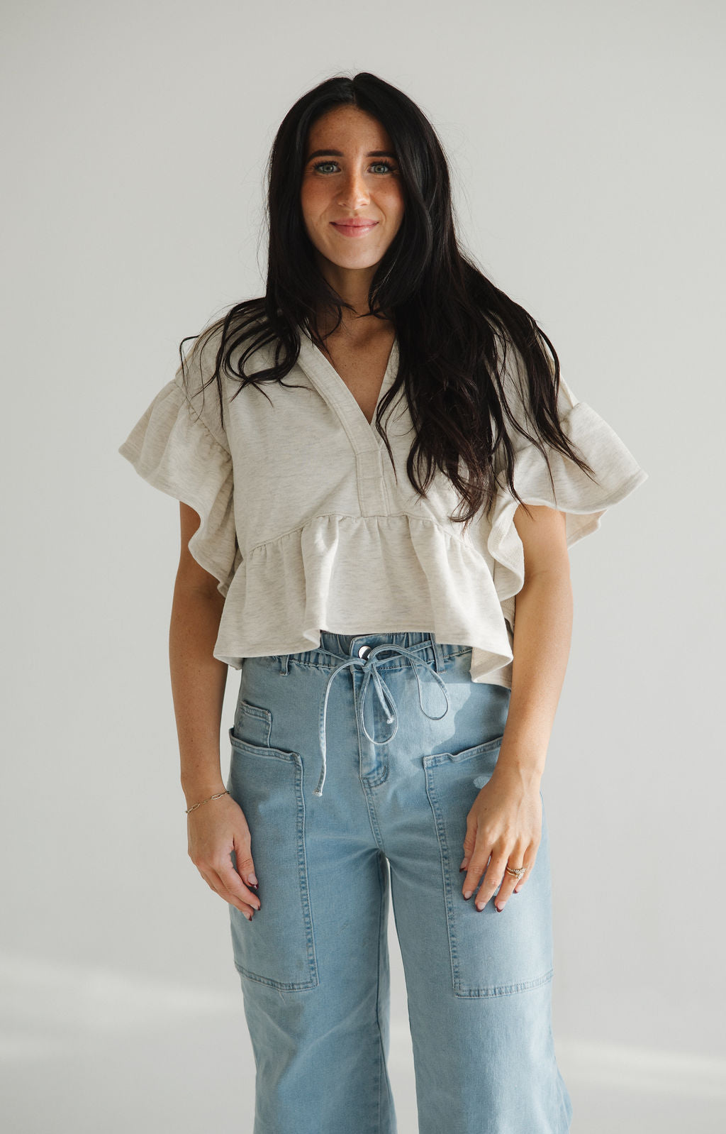 On The Go short sleeve ruffled hoodie