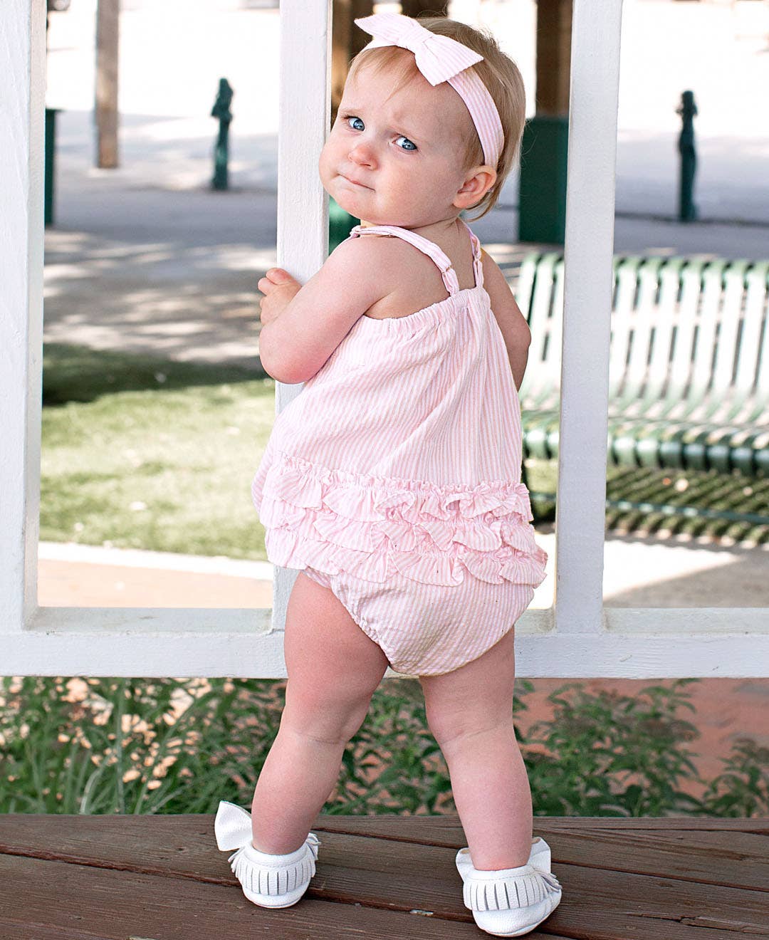 Seersucker Bow Romper