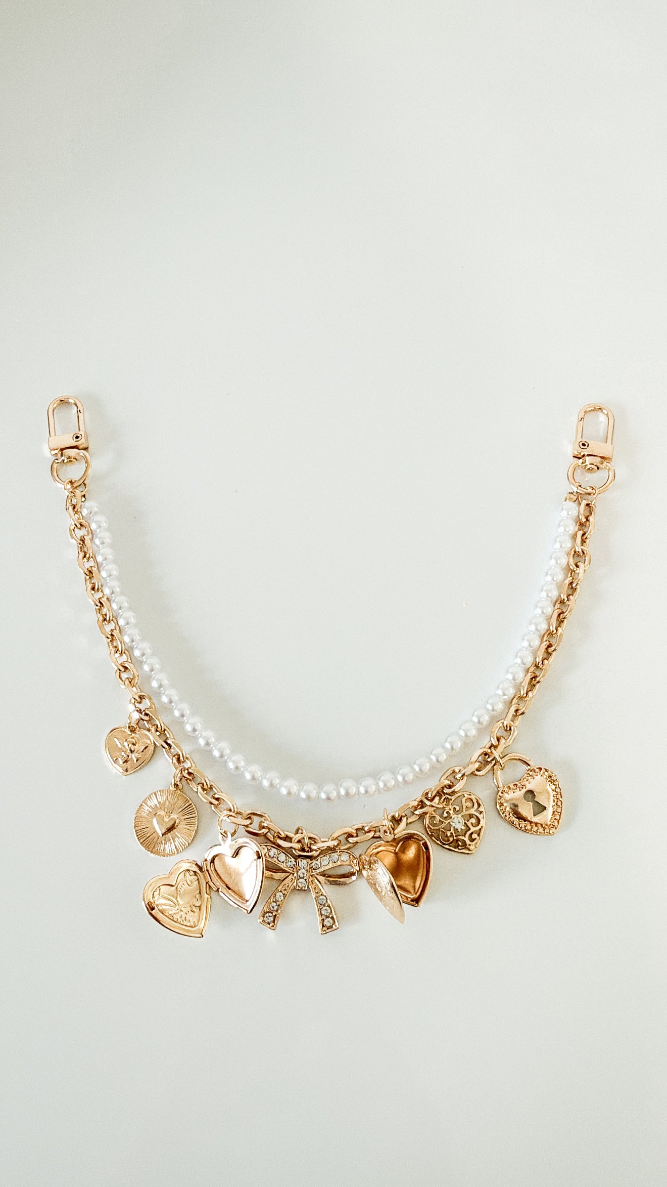 Gold Bow and Pearls Bag Charm