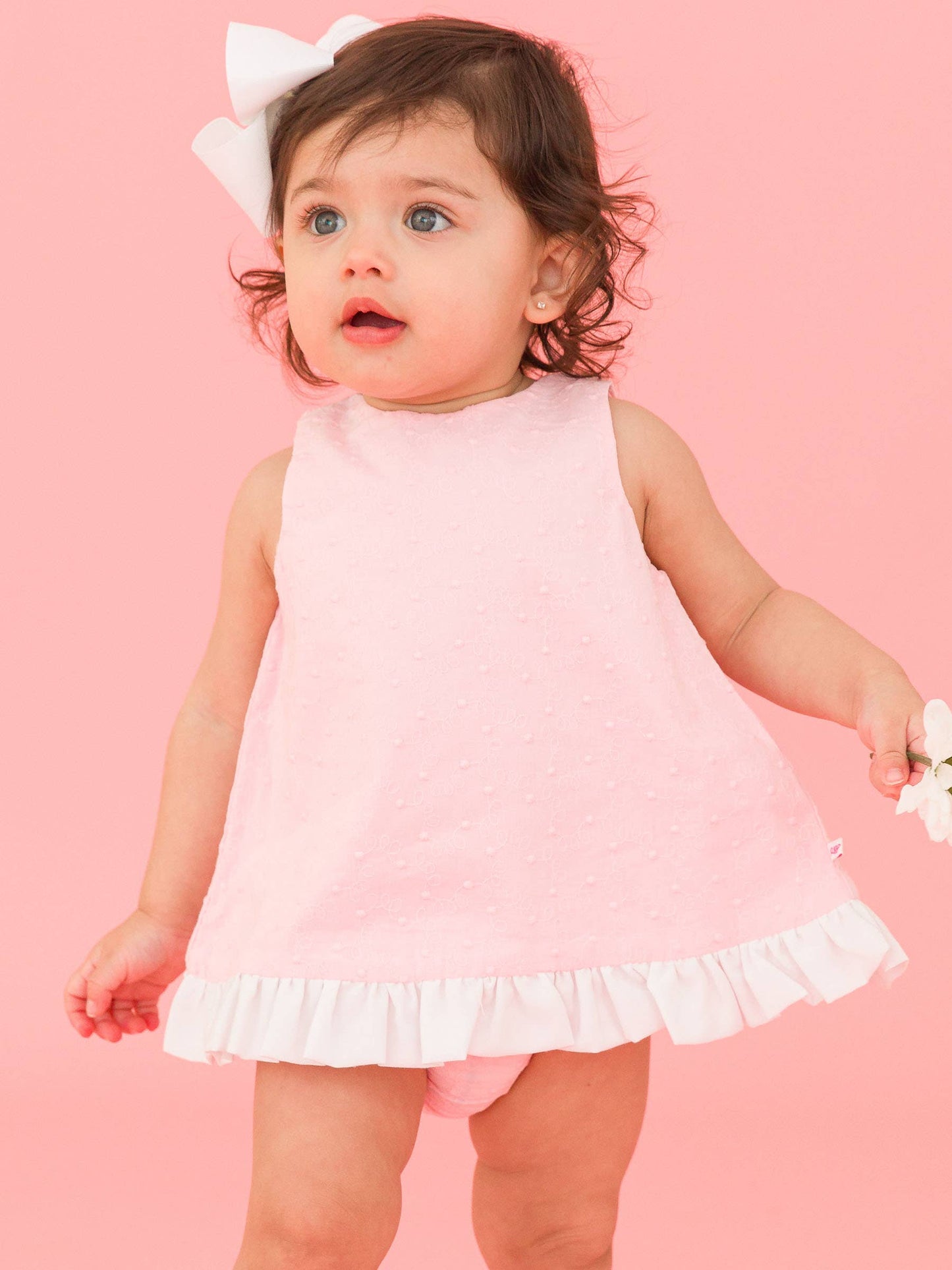 Ruffle Swiss Dot Bloomer Set | Pink
