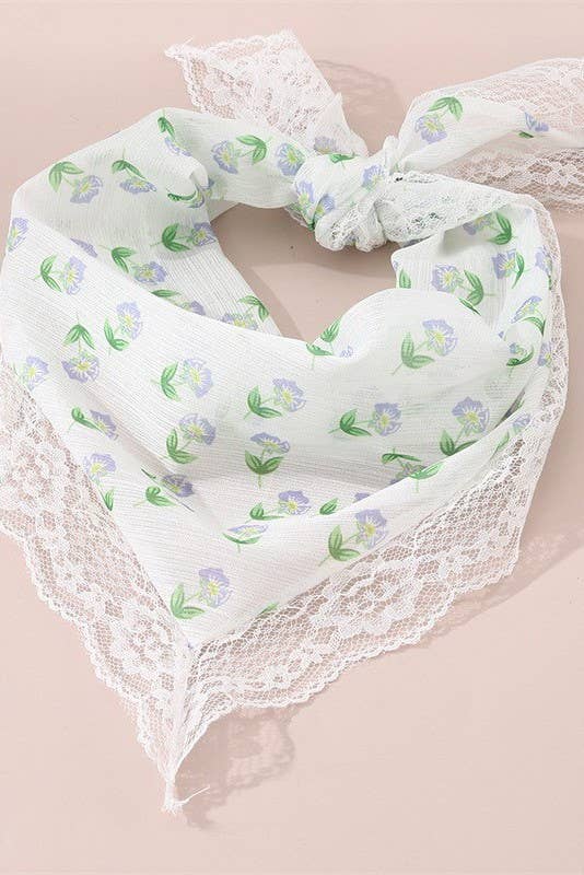 Flowers and Lace Bandana Scarf