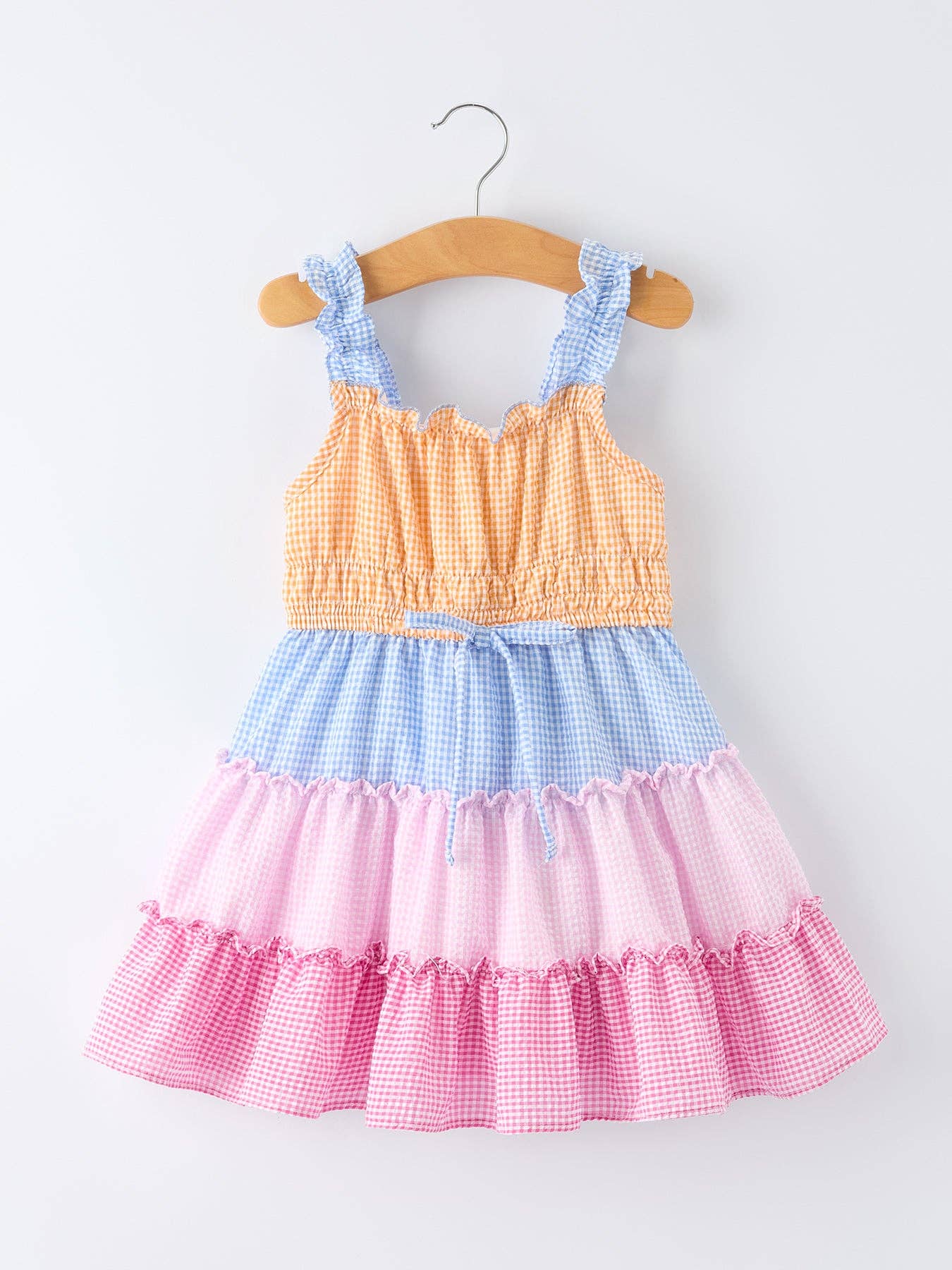 Colorblock Gingham Ruffle Dress | GIRLS