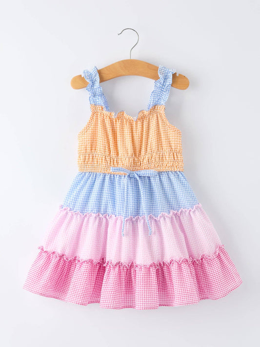 Colorblock Gingham Ruffle Dress | GIRLS