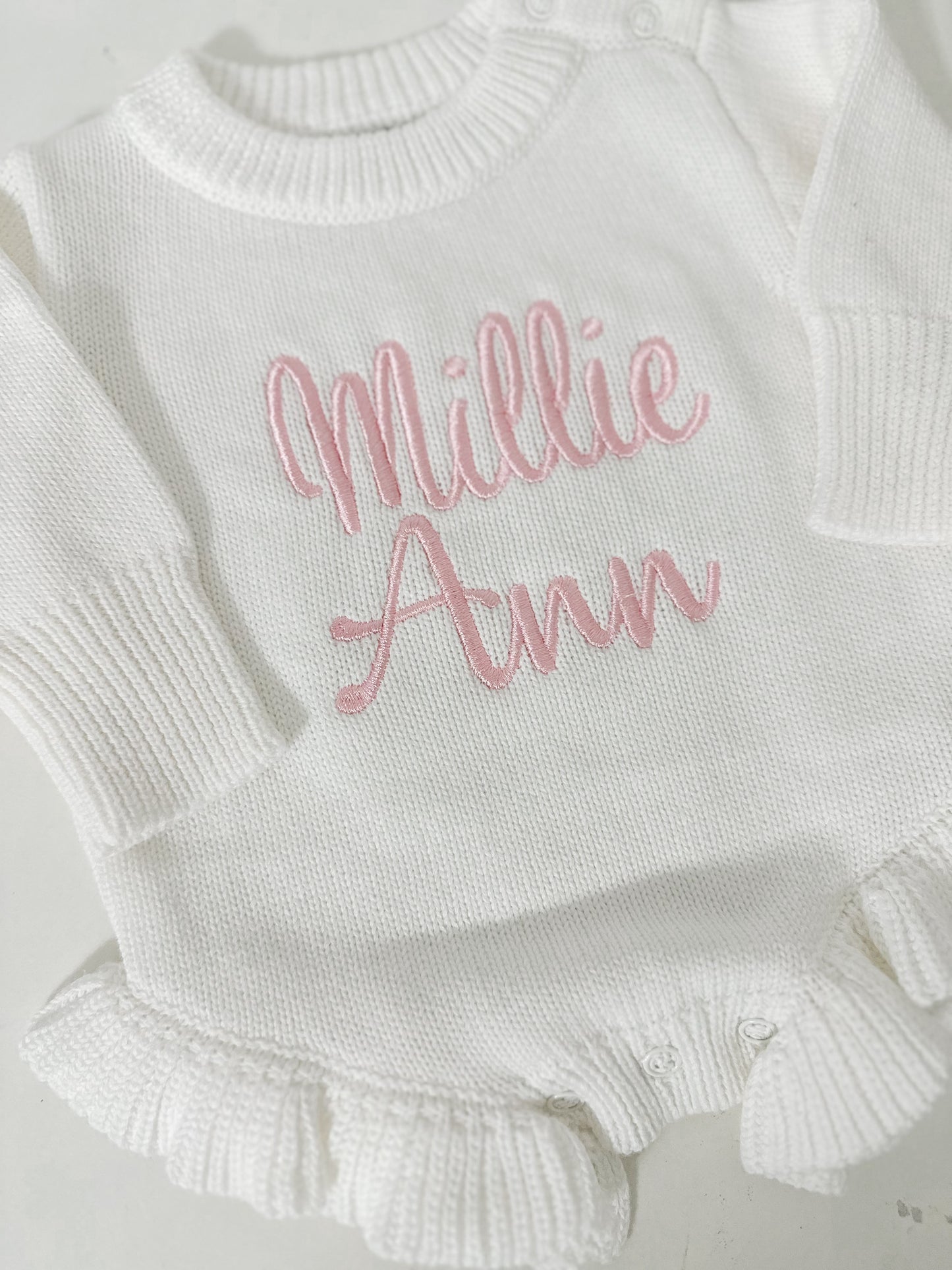 Ruffle Knit Romper | White