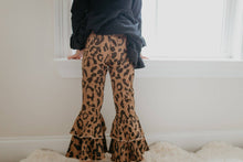Load image into Gallery viewer, Leopard Double Denim Ruffle Pant
