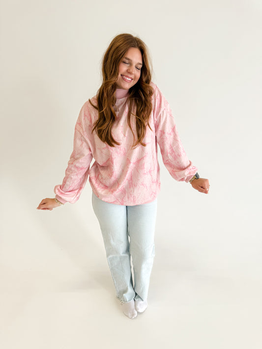 Camo Mock neck Sweatshirt | Pink