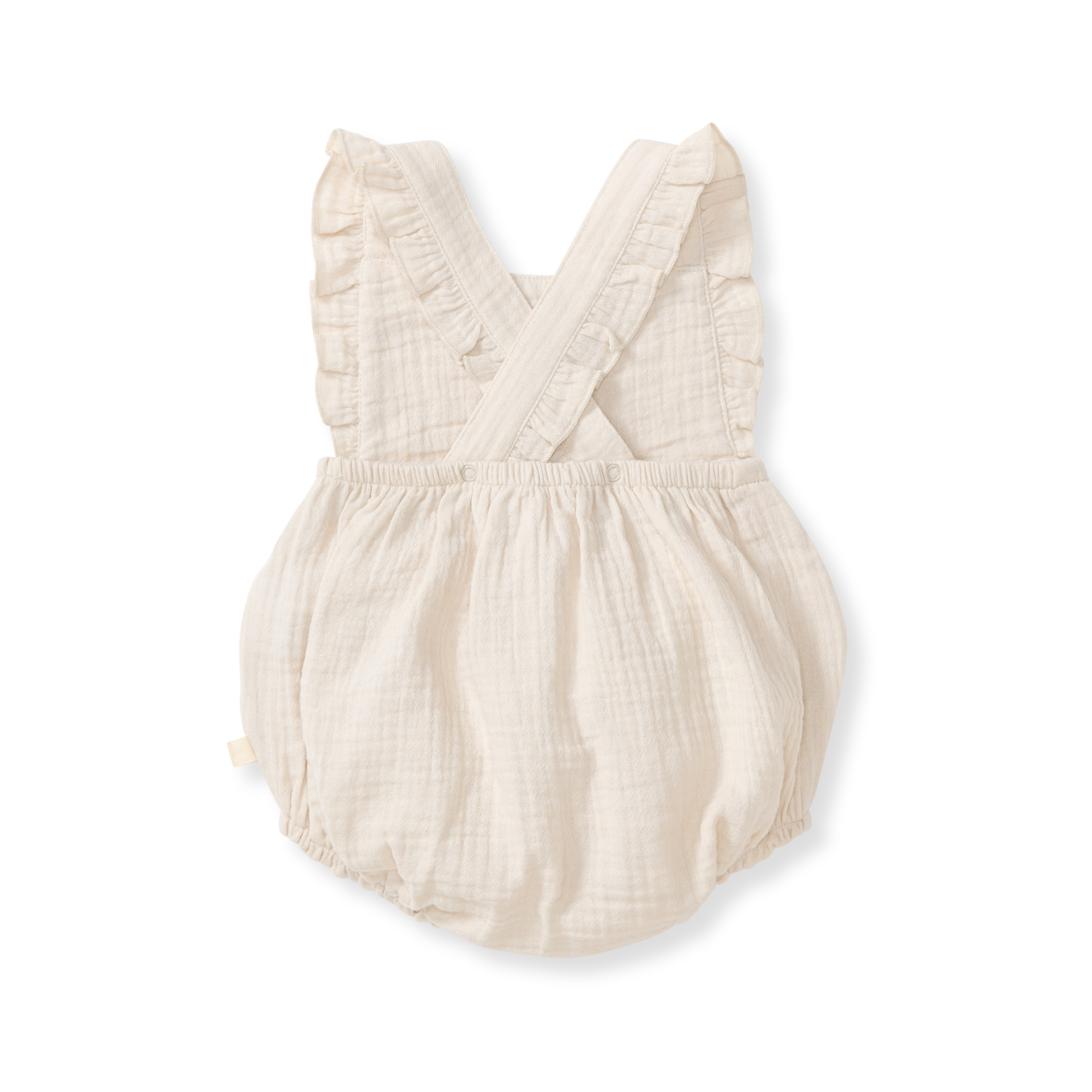 Check Gauze Girl Romper | Oatmeal