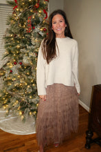 Load image into Gallery viewer, Ruffled Up Midi Skirt- Mocha

