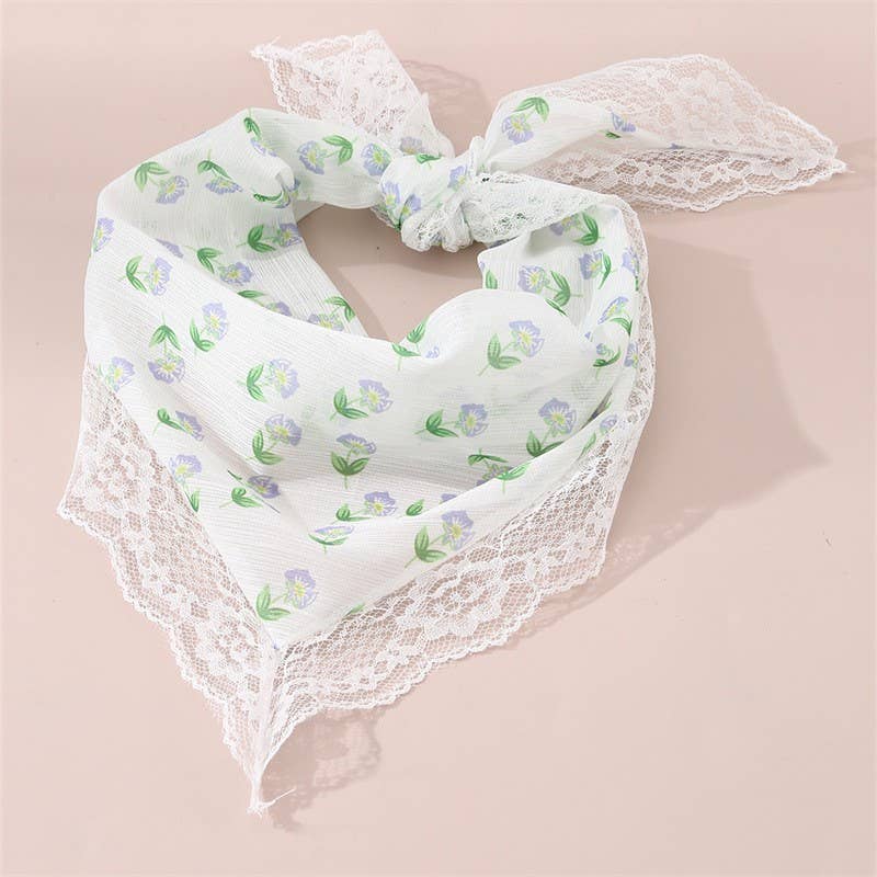Flowers and Lace Bandana Scarf