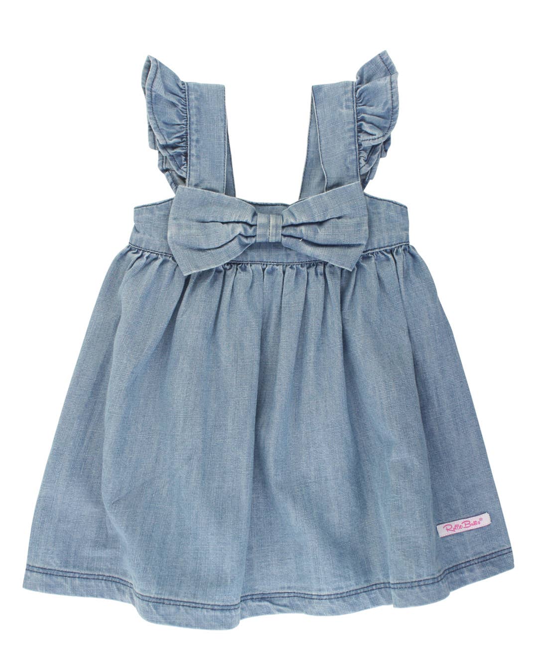 Denim Flutter Bow Woven Dress