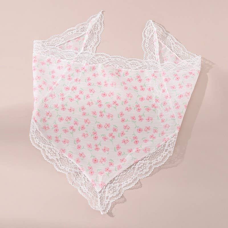 Flowers and Lace Bandana Scarf