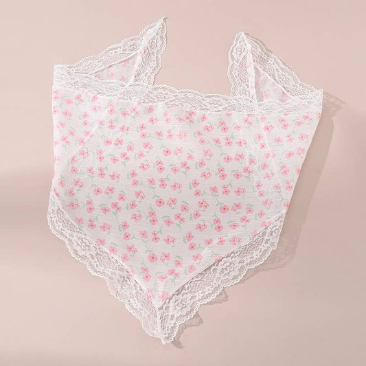 Flowers and Lace Bandana Scarf