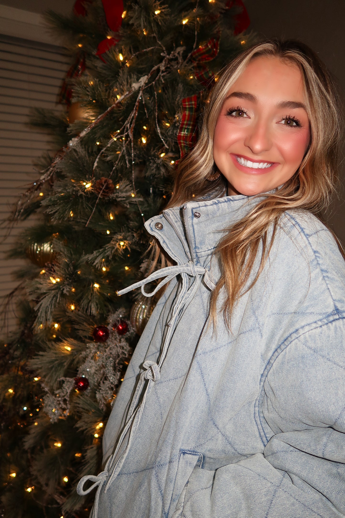 Denim and Bows Quilted Jacket