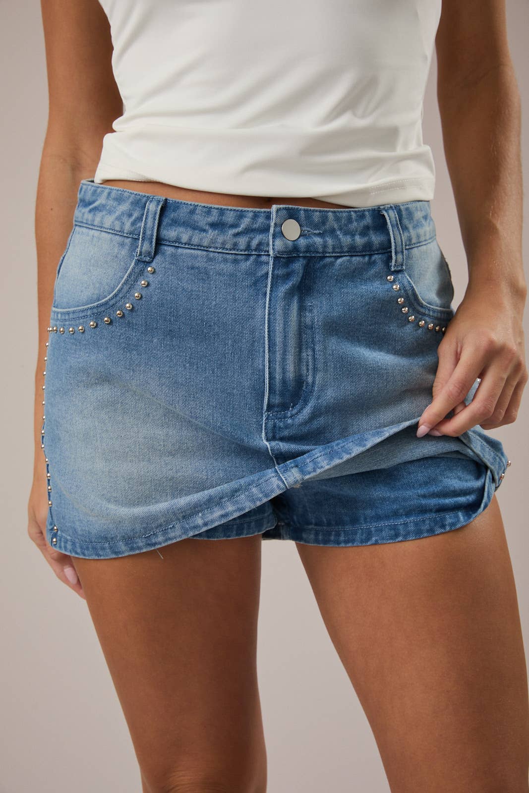 Miss Americana Studded Denim Mini Skort