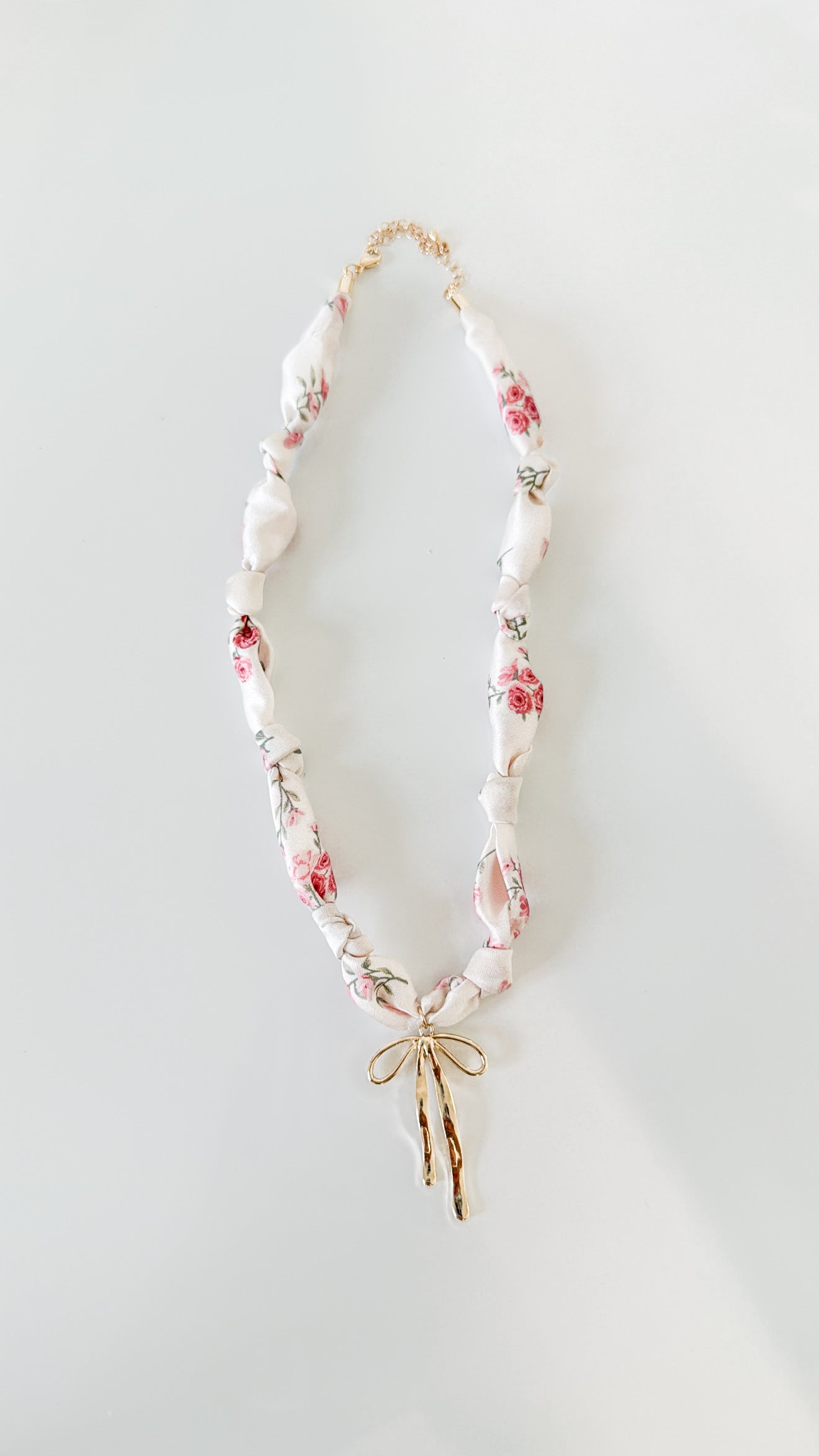 Floral Gold Bow Scarf Necklace