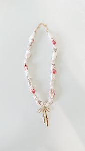 Floral Gold Bow Scarf Necklace