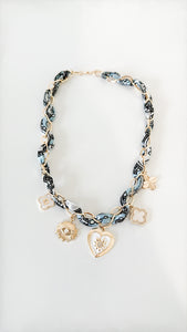 Black&Blue Gold Heart Scarf Necklace