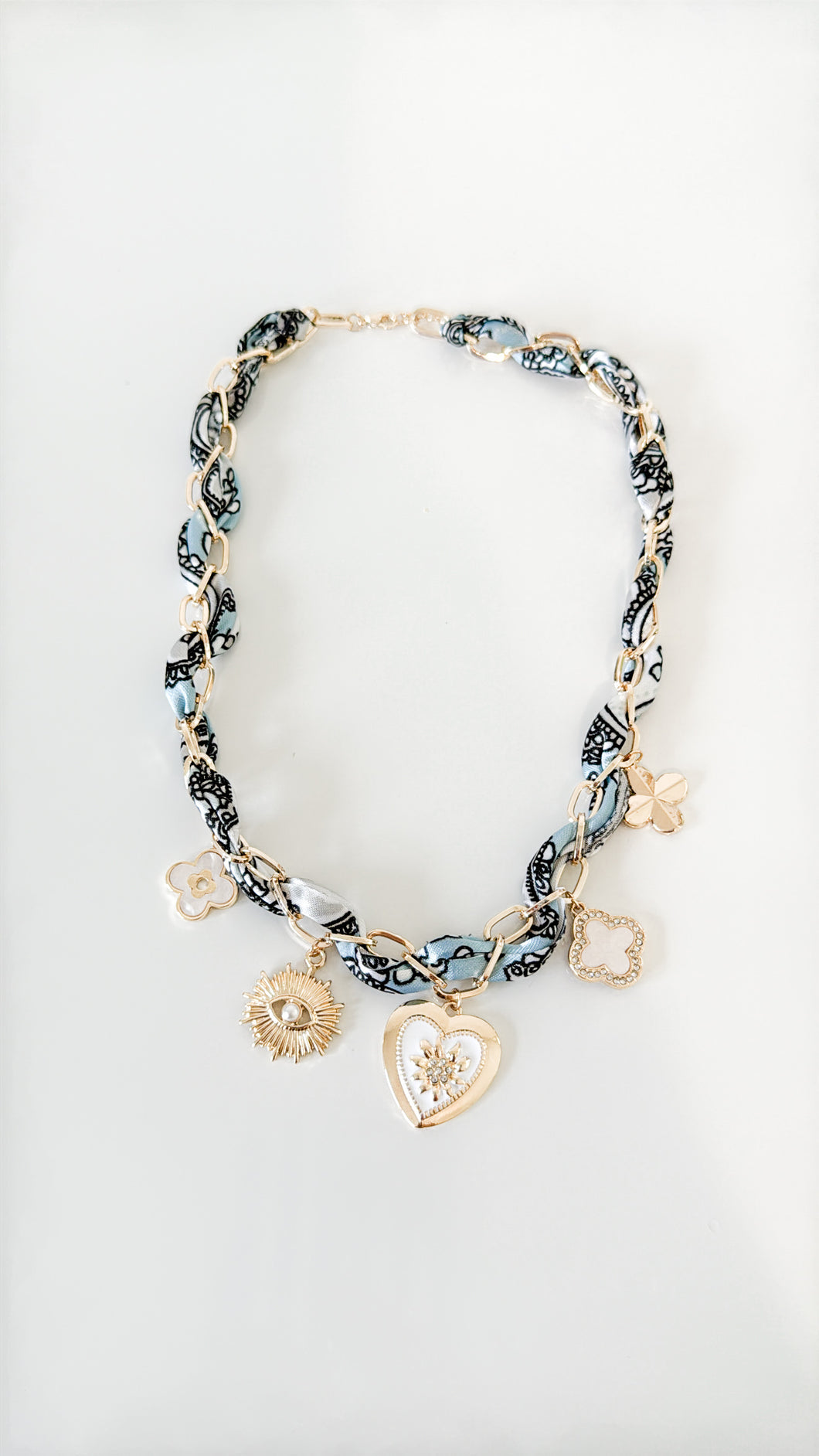 Black&Blue Gold Heart Scarf Necklace