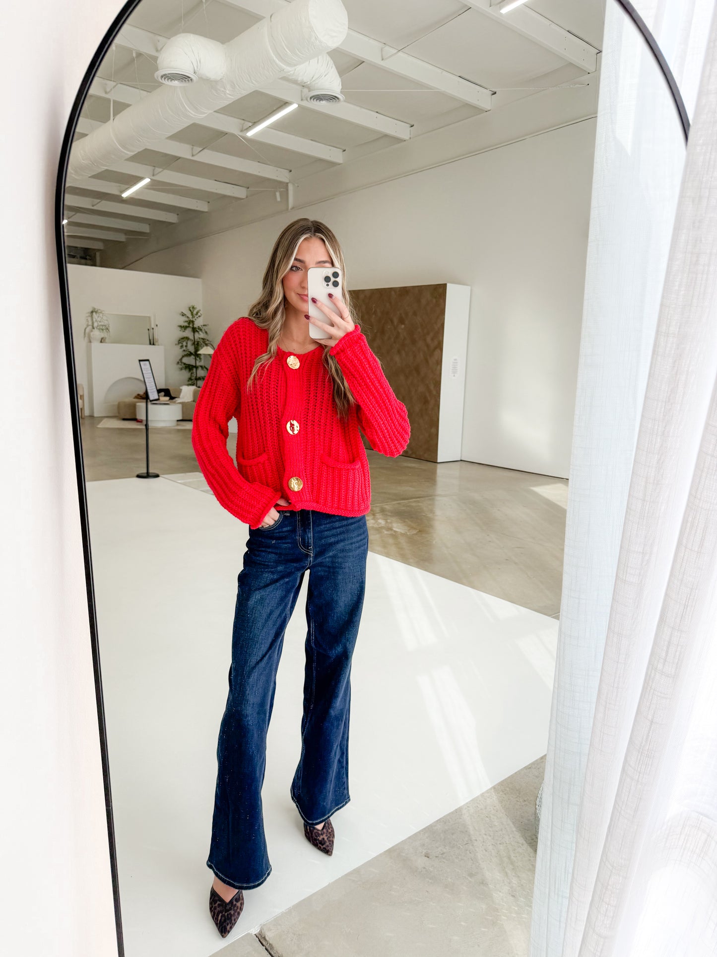 Chunky Knit Cardi | Red
