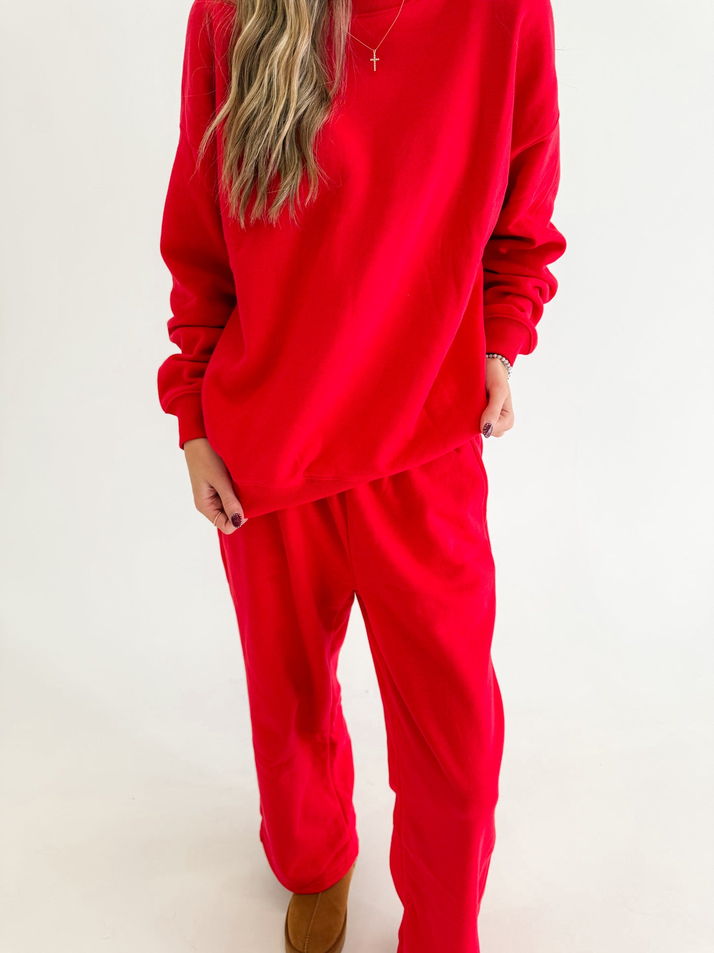 Soft Romance Sweat Set | Ruby Red