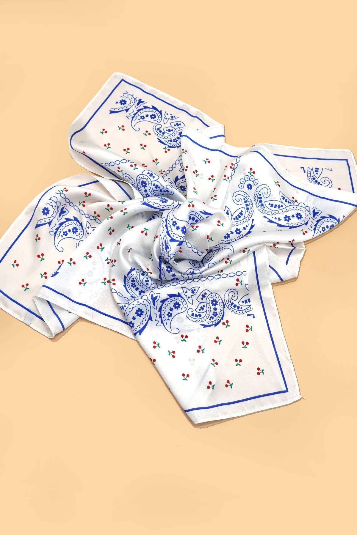 Blue Cherry Bandana Scarf