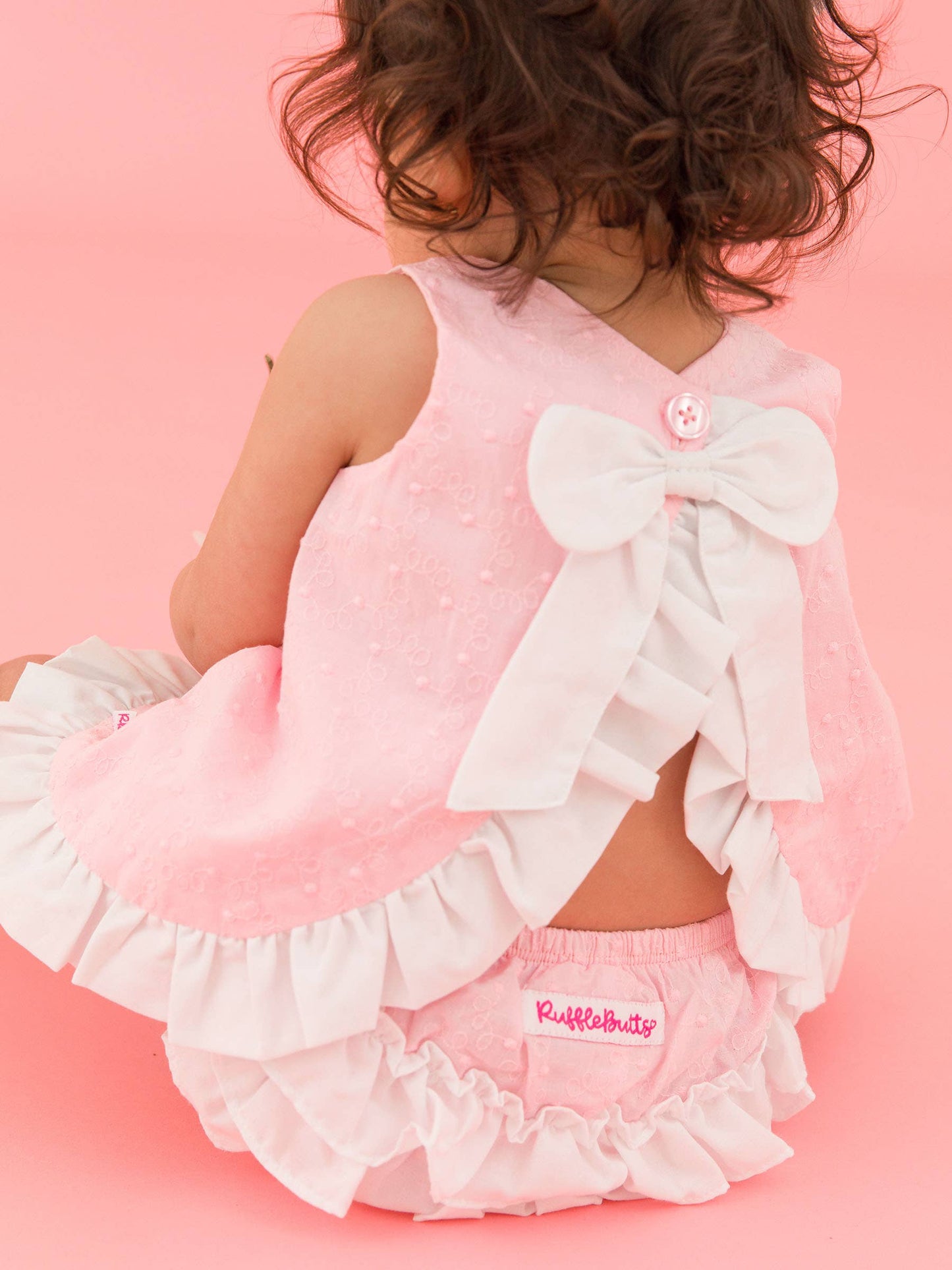 Ruffle Swiss Dot Bloomer Set | Pink