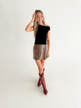 Load image into Gallery viewer, Cheetahlicious Sequin Mini Skirt
