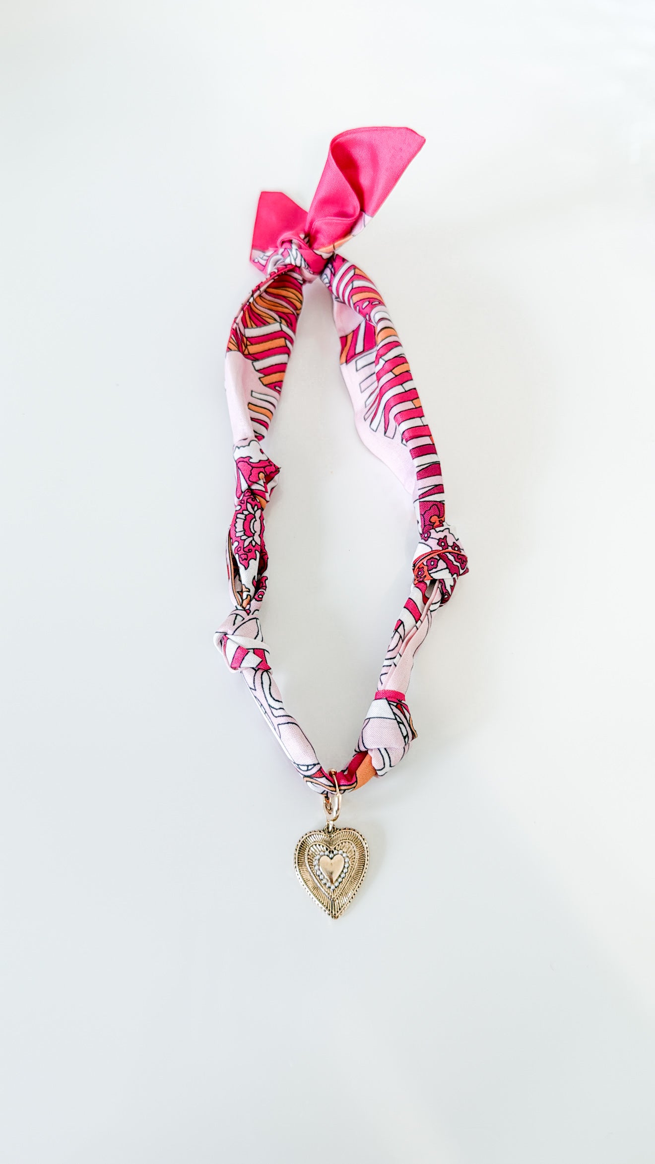 Pink Gold Heart Scarf Necklace