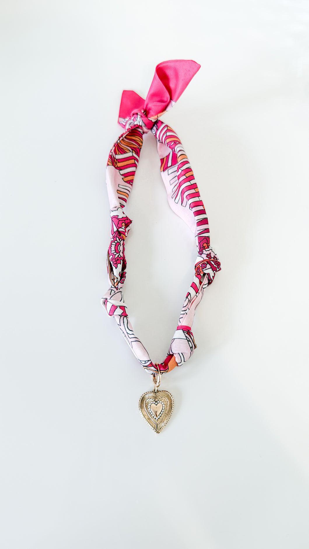 Pink Gold Heart Scarf Necklace