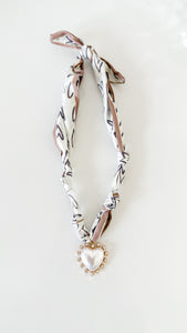 White Pearl Heart Scarf Necklace