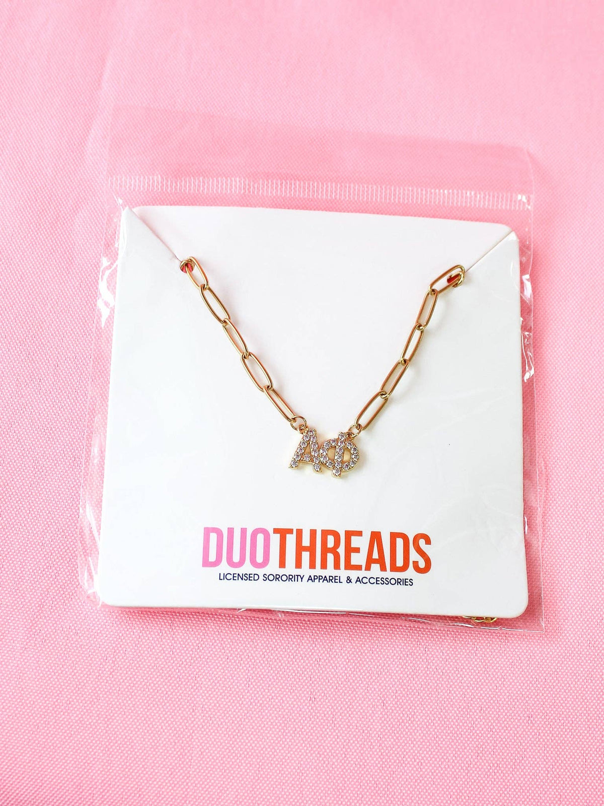 Rhinestone Sorority Necklace: ALPHA OMICRON PI