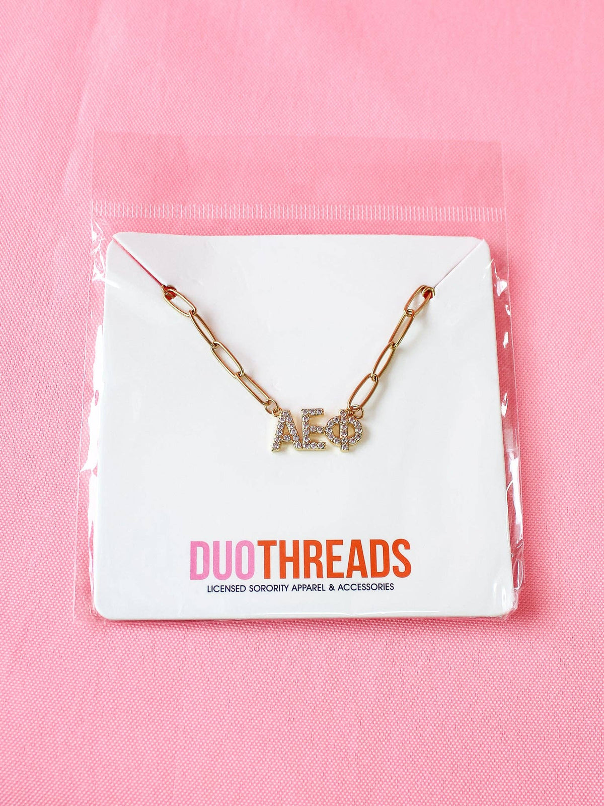 Rhinestone Sorority Necklace: ALPHA OMICRON PI