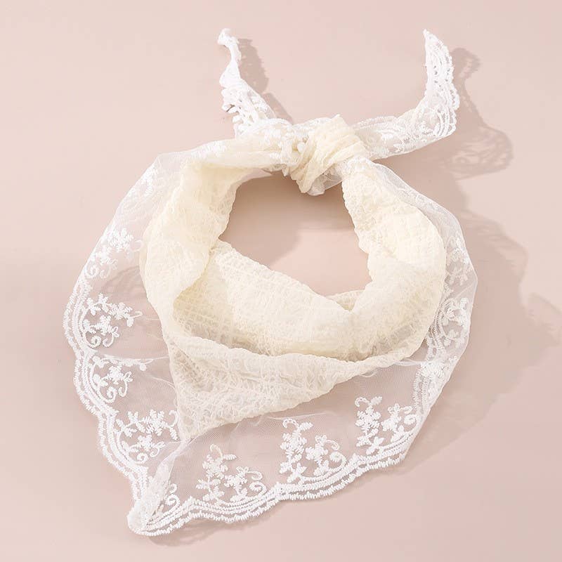 Flowers and Lace Bandana Scarf